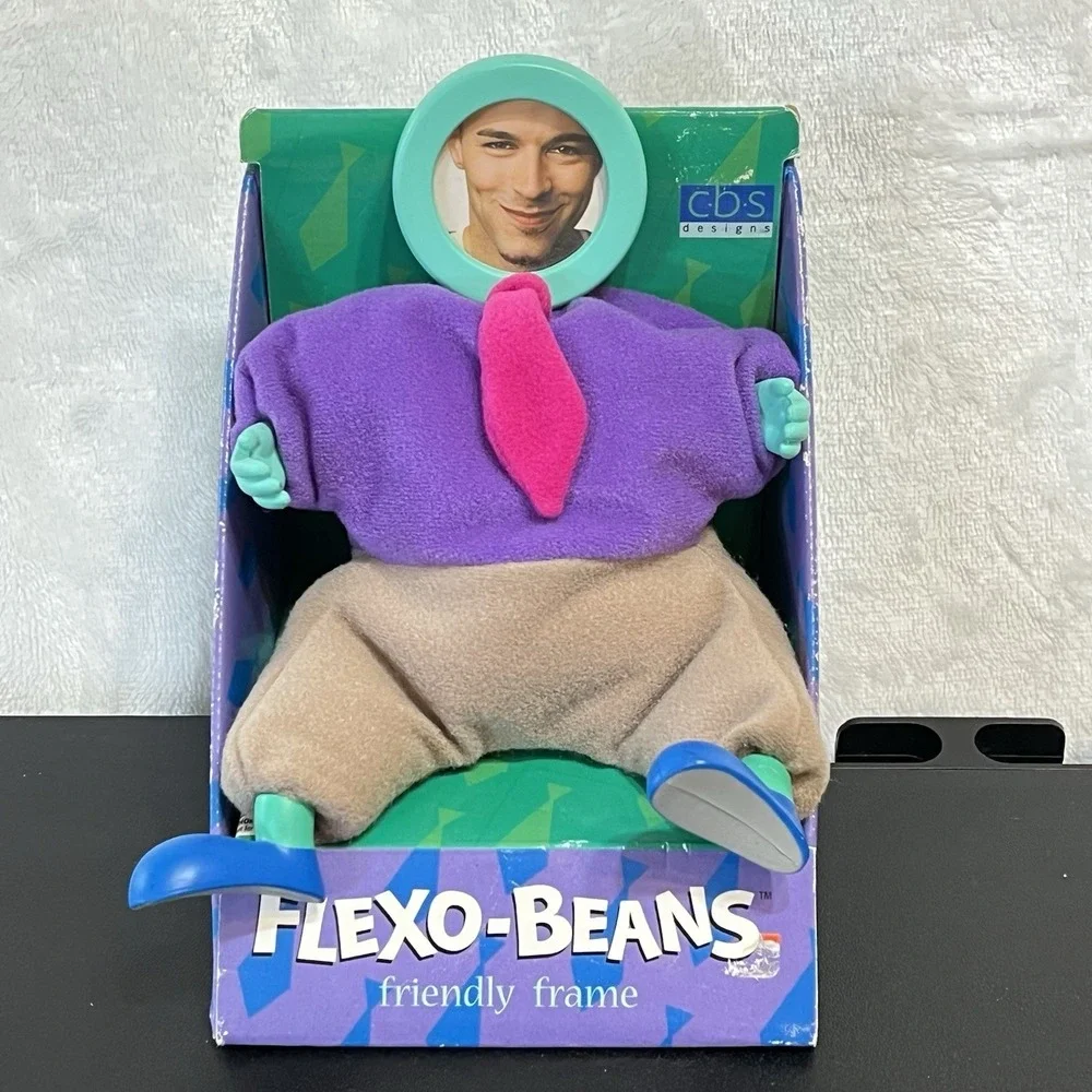 Novelty Body Plush Picture Frame BUDDY BEAN Businessman Flexo-Beans Vintage 2000